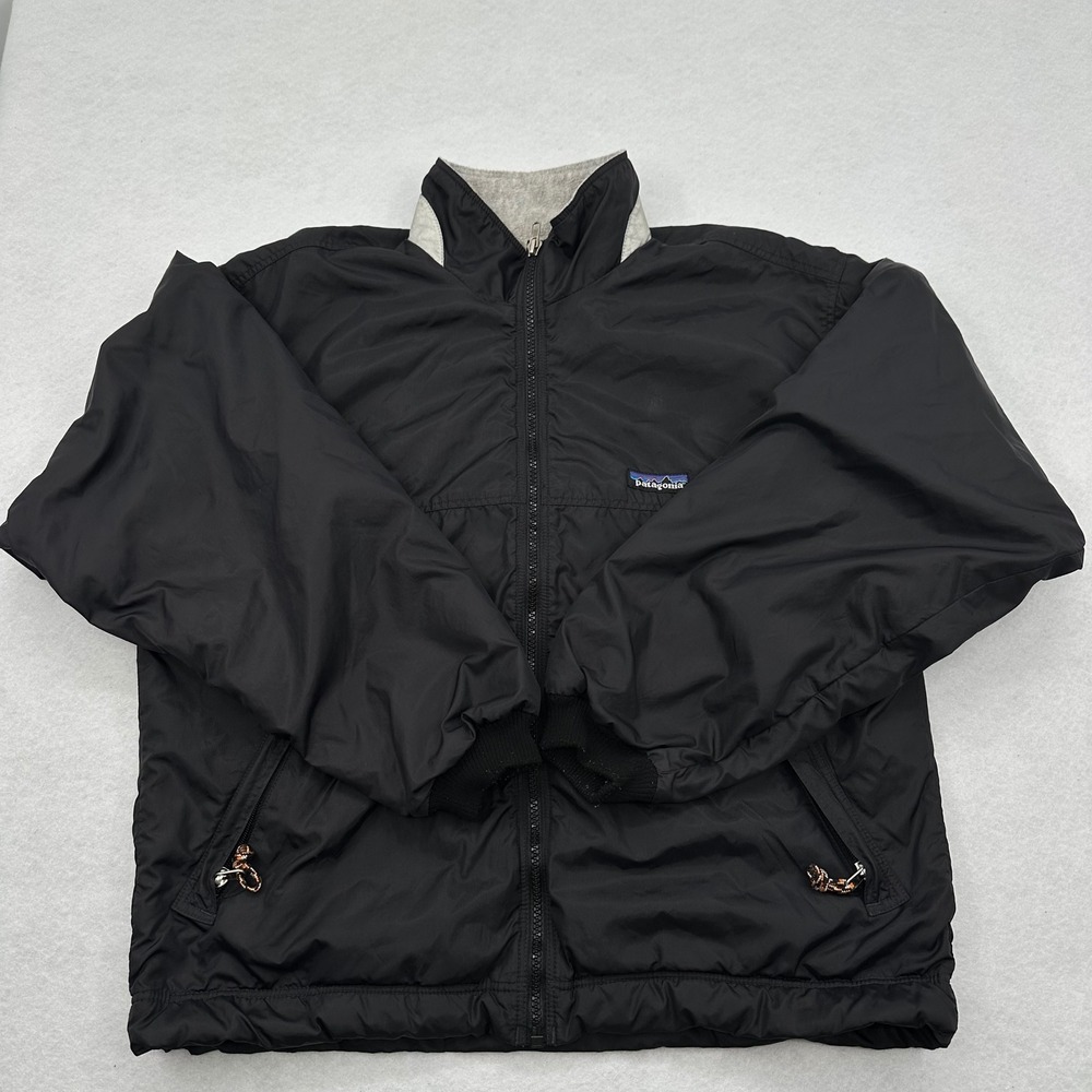 Patagonia Shelled Synchilla Jacket Black Grey Fleece Lined Bomber Women's Small - Picture 7 of 16